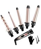Ohuhu Upgraded 5 in 1 Curling Wand Set with Interchangeable Barrels - Rose Gold - Buy Online on GoSupps.com