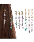 FRDTLUTHW Colored Natural Stone Pendant Hair Jewelry for Braids Crystal Dreadlock Accessories for Women Girls(pack of 6) 6PCS Green Pink Purple - Buy Online on GoSupps.com