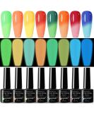 Glow in the Dark Gel Nail Polish Set - Neon Colors for Summer & Halloween | 8 x 7ml Fluorescent Mood Changing Polish - Buy Online on GoSupps.com