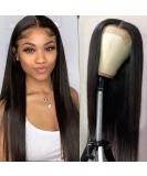 SUNKASA Brazilian Virgin Human Hair Lace Front Wig for Black Women - 22 Inch Straight Lace Closure Wig 150% Density with Baby Hair, Natural Color - Pre Plucked for a Seamless Look - Buy Online on GoSupps.com
