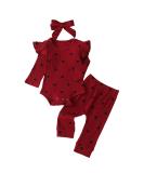 Baby Girl White Lace Ruffle Romper Top + Jeans Shorts Set 3-6 Months Red - Buy Online on GoSupps.com