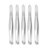 Luxxi (5 Pack) Slant Tweezers - Stainless Steel Hair and Eyebrow Plucker for Precision Personal Care - Silver Tone - Buy Online on GoSupps.com