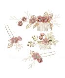 4-Piece Gold Wedding Hair Combs - Pearl & Rhinestone Bridal Hair Accessories for Brides & Bridesmaids - Pink - Buy Online on GoSupps.com