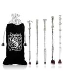 5-Piece Anime Magic Wand Makeup Brush Set - Metal Grip Silver - Foundation Blush Eyeshadow & Concealer - Perfect Gift for Girls & Women - Buy Online on GoSupps.com