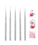5 Pcs Professional Nail Art Liner Brushes Set - White Marble Design Brush Pen for UV Gel Painting, Point Drill & Drawing - 7/9/11/15/20mm Thin Brushes - Buy Online on GoSupps.com