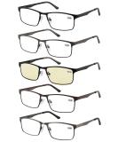 Amcedar 5-Pack Reading Glasses Men Metal Frame Rectangle Style Stainless Steel Material Spring Hinges Includes Computer Readers +2.00 +2.00 Magnification (Pack of 5) 5 Pairs Mix - Buy Online on GoSupps.com