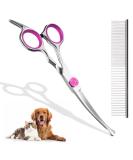 Professional Curved Dog & Cat Grooming Scissors Set - Pink Stainless Steel with Pet Comb | International Shipping - Buy Online on GoSupps.com