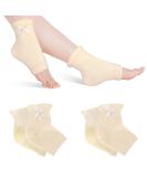 Migliore Wear Moisturizing Gel Heel Socks - 2 Pairs, Open Toe, Jojoba & Olive, Vitamin Infused for Dry Cracked Heels - Unisex, Beige Sand - Buy Online on GoSupps.com
