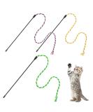 Simarro Interactive Cat Stick Toys - 3PC Colorful Bite-Proof Rope Wands for Kitten Training & Exercise | Teasing & Playful Fun - Buy Online on GoSupps.com