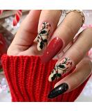 Vatocu Christmas False Nails Short Red Press on Nails - Snowflake Elk Snowman Design (24pcs) | Acrylic Stick on Nails for Women and Girls - Buy Online on GoSupps.com