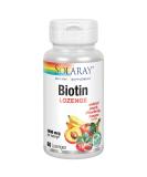 SOLARAY Biotin 5000 mcg | Natural Peach Strawberry Banana Flavor | Healthy Hair Skin & Nails Support | 60 Lozenges - Buy Online on GoSupps.com
