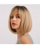 Haircube Short Bob Wig with Bangs - Heat-Resistant Ombre Blonde Wigs for Women | Perfect for Parties Cosplay & Daily Use - Buy Online on GoSupps.com