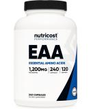 Nutricost EAA Capsules 1200mg 240 Capsules - Essential Amino Acids 120 Servings - Non-GMO Gluten Free & Vegan - Buy Online on GoSupps.com