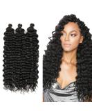 22 Inch Ocean Wave Crochet Hair 3 packs Wave Deep Twist Braiding Hair Deep Ripple Crochet Synthetic Braids Hair Extension (22 inch 1B) 22 Inch (Pack of 3) 1B - Buy Online on GoSupps.com