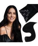 Easyouth Black Clip-In Extensions | Real Remy Hair | 16 Inch #1 Pitch Black | 120g | 7 Pieces - Buy Online on GoSupps.com