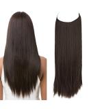 OMGREAT Halo Hair Extensions Synthetic Ombre Dark Brown 125g 22 Inch - Invisible Fish Line - Long Straight Hairpiece - Buy Online on GoSupps.com