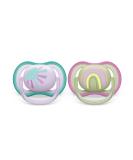 Philips Avent Ultra Air Pacifiers 2 Pack - BPA-Free Breathable for Babies 0-6 Months with Sterilization Box - Purple/Green (SCF085/59) - Buy Online on GoSupps.com