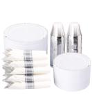 350Pcs Silver Plastic Plates with Silverware, Cups & Napkins - Elegant Disposable Dinnerware Set - Buy Online on GoSupps.com