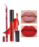 Ruby Red Matte Lipstick and Lip Liner Set - Long Lasting Waterproof Makeup Stain - 24H Lip Gloss - Pack of 2 - 0.21 Fl Oz - Buy Online on GoSupps.com