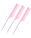 3 Packs Rat Tail Comb Steel Pin Rat Tail Carbon Fiber Heat Resistant Teasing Combs with Stainless Steel Pintail (Pink) - Buy Online on GoSupps.com