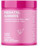 Pink Stork Total Prenatal Gummies - Raspberry Vitamin Gummy for Pregnancy with B Vitamins, Folate, Iron | Morning Sickness Support | 60 Gummies - Buy Online on GoSupps.com