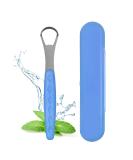 Metal Tongue Scraper for Adults & Kids | Stainless Steel Tongue Cleaner with Case | Reduce Bad Breath & Breathe Fresh - Light Blue - Buy Online on GoSupps.com