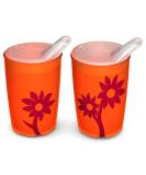 Ornamin 220 ml Mug Set with Beak Attachment - Anti-Slip Flower Design - Ideal Drinking Cup for Children - Orange/Red - International Shipping Available - Buy Online on GoSupps.com