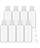 8-Piece 100ml Travel Bottle Set | Transparent Cosmetic Containers with 3 Funnels for Shampoo Lotion & Camping Essentials - Buy Online on GoSupps.com