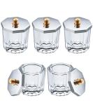 5 Pieces Nail Art Glass Crystal Cup Set with Lid - Ideal for Nail Studios Schools & Manicures | Nail Powder Shell & Dappen Dish - Buy Online on GoSupps.com