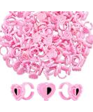 Aliory Glue Rings 200 pcs Disposable Tattoo Cups - Pink Heart Shaped Plastic Glue Holder for False Eyelashes - Buy Online on GoSupps.com