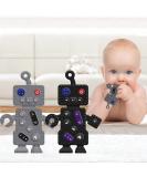 DDMY Sensory Robot Teething Toys (2 Pack) for Babies 0-36 Months - Silicone Toddler Chew Toys - Baby Easter Toy - Teething Pacifiers - Black+Grey - Buy Online on GoSupps.com