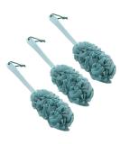 Nutteri 3 Pack Long Handled Bath Brush and Scrubber Set - Exfoliating Loofah Sponge for Body Cleaning in Shower - Green - Buy Online on GoSupps.com