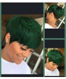 BeiSDWig Short Synthetic Wig for Women - Green | Natural Colored Hair with Bangs - Perfect for Black/White Women - Buy Online on GoSupps.com