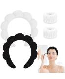 Spa Headband Set for Women - Soft Terry Cloth Headband for Face Washing and Makeup - Bubble Skincare Headband with Wristbands - Black+White - Perfect Gift Idea - Buy Online on GoSupps.com