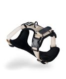 lionto dog harness padded anti-pull harness reflective safety harness adjustable size S beige S Beige - Buy Online on GoSupps.com