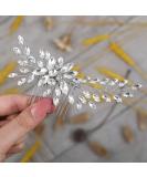 Handcess Bridal Wedding Crystal Hair Combs | Silver Leaves Rhinestone Headpiece & Hair Accessories for Women & Girls - Buy Online on GoSupps.com