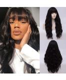 Buy FVCENT 27-Inch Long Curly Synthetic Wig with Bangs for Women & Girls - Black | International Shipping Available - Buy Online on GoSupps.com