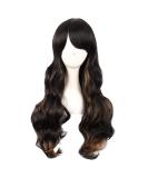 MapofBeauty 28 Charming Women Side Bangs Long Curly Synthetic Wig - Black Mixed Brown - Buy Online on GoSupps.com