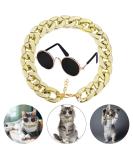 Legendog Glasses for Cats  2pcs Cat Glasses Cat Gold Chain and Cat Sunglasses  Fashion Cool Pet Sunglasses Adjustable Pet Gold Chain Set for Cats and Small Dogs - Buy Online on GoSupps.com