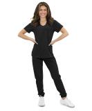 Green Town Women's Medical Scrub Top and Jogger Pant Set - Slim Fit 4-Flex Stretch Uniform in Black (Medium) - Buy Online on GoSupps.com