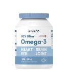 NYO3 Fish Oil Omega 3 Supplements for Heart Health and Memory - 60 Soft Gels with 1600mg Omega 3, 800mg EPA, 600mg DHA - Buy Online on GoSupps.com
