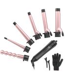 6-IN-1 Professional Curling Wand Set with 6 Interchangeable Ceramic Barrels - Rose Gold - Buy Online on GoSupps.com