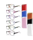 6 Pack Stylish Blue Light Blocking Reading Glasses for Men & Women - Square Spring Hinges 1.5 Diopters Shop Internationally - Buy Online on GoSupps.com