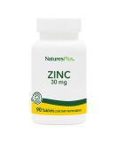 NaturesPlus Zinc Tablets - 30 mg 90 Vegetarian Tablets - Immune System Supplement for Cellular Growth & Repair - Promotes Healthy Digestion Metabolism & Vision - Gluten-Free - 90 Servings - Buy Online on GoSupps.com