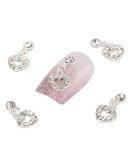 Forten 10pcs Silver Dangle Sweet Love Heart Nail Charms - Crystal Rhinestone 3D Nail Art Decoration for Women and Girls - Buy Online on GoSupps.com