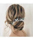 Heread Pearl Flower Bride Wedding Hair Pins Silver Leaf Bridal Hair Accessories Green Opal Rhinestones Hair Pieces Clips for Women and Girls (Pack of 3) - Buy Online on GoSupps.com