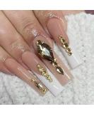 Brishow Ballerina Long False Nails - 24 Crystal Press-On Acrylic Nails for Women & Girls | International Shipping Available - Buy Online on GoSupps.com