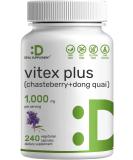 Vitex Supplement for Women - Vitex Chasteberry Supplement 1000mg Plus Dong Quai Capsules 200 Counts - Supports Hormone Balance for Women Fertility PMS Symptoms & Menopause - Buy Online on GoSupps.com