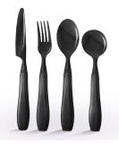 Special Supplies Adaptive Utensils - 4-Piece Stainless Steel Set for Hand Tremors, Arthritis, Parkinson's - Heavy Weighted with Non-Slip Handles - Gunmetal - Buy Online on GoSupps.com