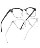 2 Pack Blue Light Blocking Glasses Anti Blue Light Gaming Glasses Retro Fashion Frame Non-Prescription Lens Anti Fatigue Headache Computer Screen Glasses for Women and Men Unisex Round Glasses a1 black Silver + White Silver - Buy Online on GoSupps.com